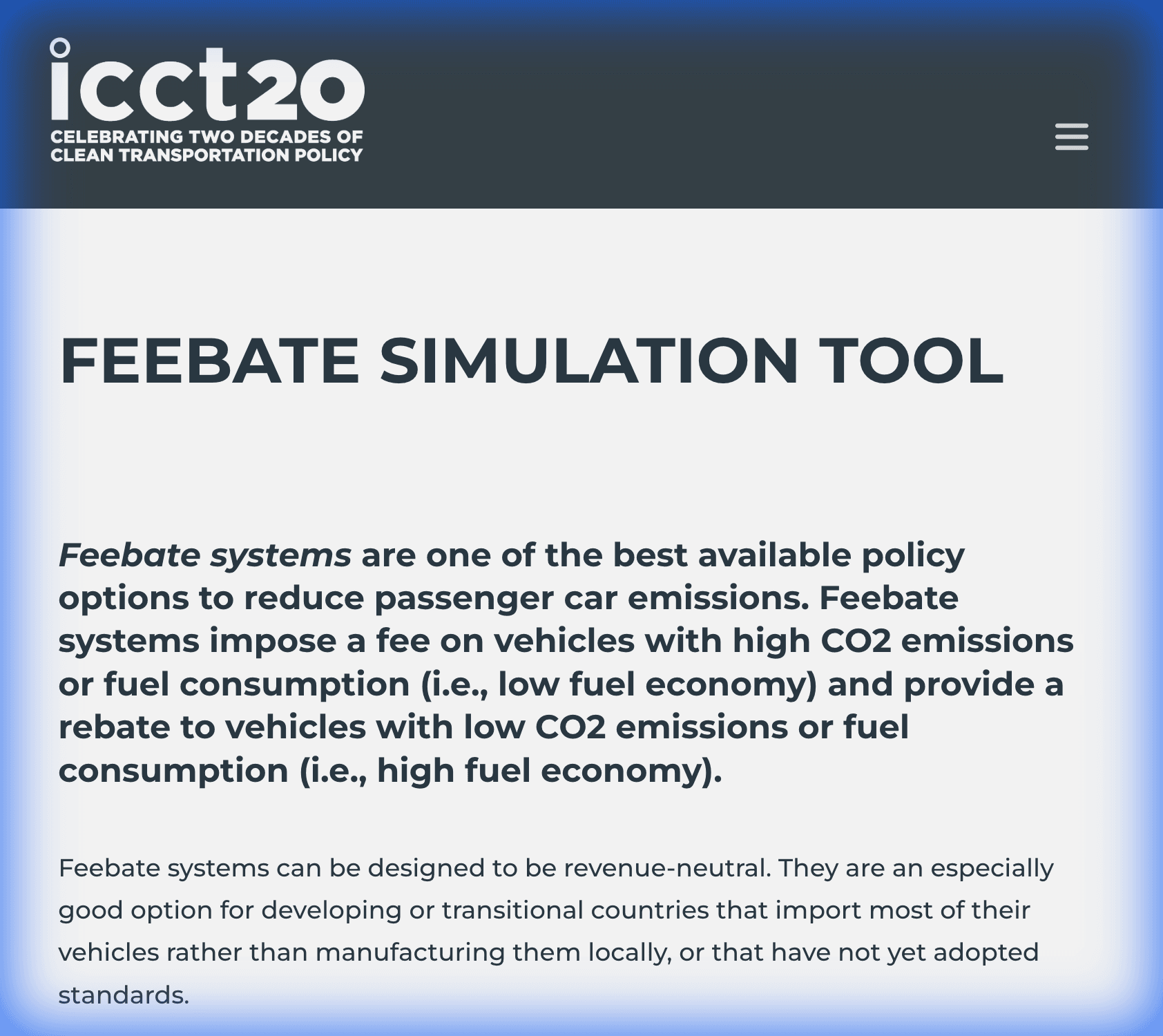 ICCT Transportation Tools